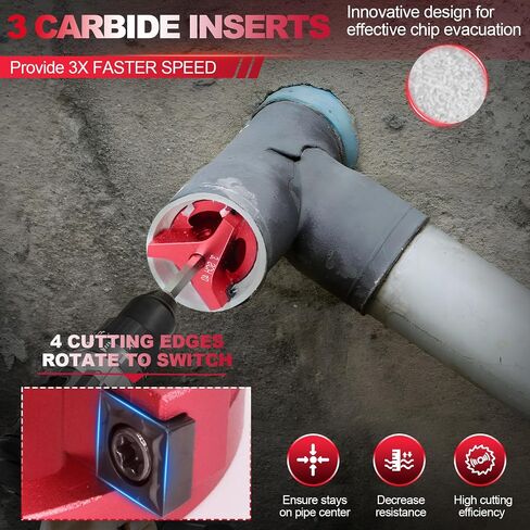 طقم مخرطة أنابيب PVC 7 قطع مع 3 حشوات كربيد مربعة، موفر تركيب PVC مع 3/4 بوصة، 1 بوصة، 1-1/4 بوصة، 1-1/2 بوصة، 2 بوصة، 3 بوصة، 4 بوصة، موفر مقبس PVC لأنابيب SCH40 PVC، ABS PVC، CPVC in Saudi Arabia