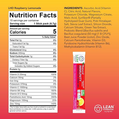 Natural Electrolyte Immune Formula - Boost Immunity and Stay Hydrated with Zero Sugar and No Artificial Flavors or Sweeteners 15 ct Packets (Cranapple) in Saudi Arabia