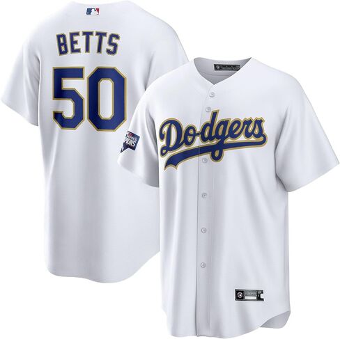 Outerstuff Mookie Betts Los Angeles Dodgers White Kids Youth 4-20 Cool Base Gold Program Home Player Jersey - Small 8 in Saudi Arabia