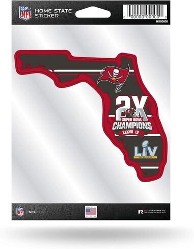 Rico Industries NFL Tampa Bay Buccaneers 2 Time Super Bowl Champs Home State Sticker in Saudi Arabia