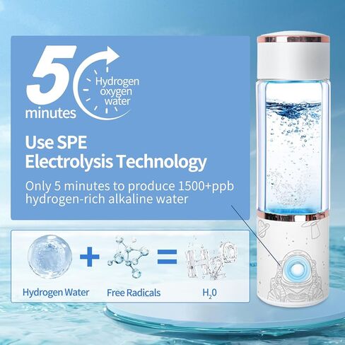 3 in 1 Hydrogen Water Bottle 2000 PPB Portable Hydrogenated Water Bottle with Electrolyzed Water with SPE Technology, Hydrogen Water Pitcher Replacement Fit for Office Home Sports Travel Gift in Saudi Arabia