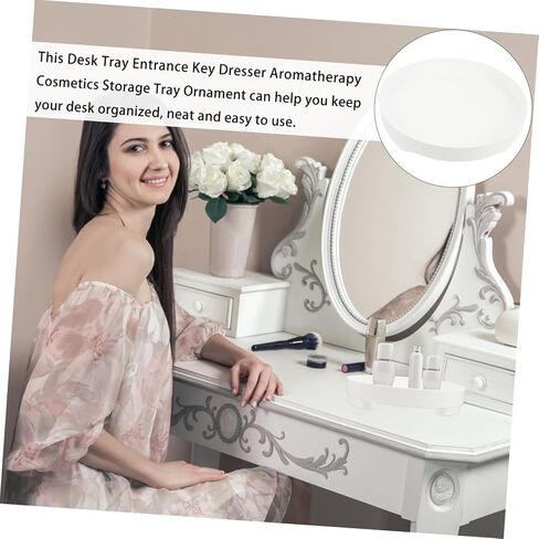 LIFKOME Plastic Round Jewelry Display Tray, White, 10" in Saudi Arabia