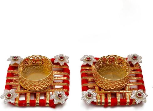 مجموعة من 2 ديكور ديوالي دياس T ضوء Tealight حامل شموع نذرية بدون شمع أضواء مصباح ديوالي الهدايا والديكورات ديكور احتفالي Deepawali Puja لهجات ديكور المنزل الاحتفالية in Kuwait