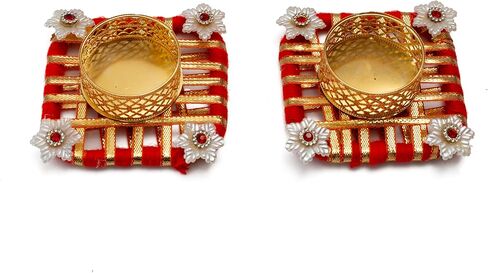 مجموعة من 2 ديكور ديوالي دياس T ضوء Tealight حامل شموع نذرية بدون شمع أضواء مصباح ديوالي الهدايا والديكورات ديكور احتفالي Deepawali Puja لهجات ديكور المنزل الاحتفالية in Kuwait