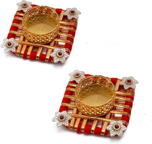 مجموعة من 2 ديكور ديوالي دياس T ضوء Tealight حامل شموع نذرية بدون شمع أضواء مصباح ديوالي الهدايا والديكورات ديكور احتفالي Deepawali Puja لهجات ديكور المنزل الاحتفالية in Kuwait