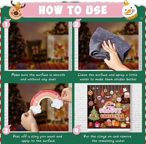 Pasimy Christmas Window Clings Groovy Christmas Window Stickers Christmas Decal Clings for Glass Window Door Xmas Holiday Window Decorations for Home Office Party Ornaments in Saudi Arabia