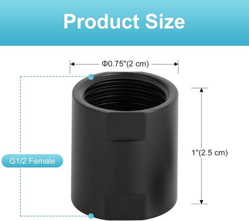 OFFO Shower Pipe Fitting, Brass Converter Adapter, G1/2 x G1/2 Inch Female Thread Shower Coupling for Shower Arm Home Bathroom Plumbing, Matte Black in Kuwait