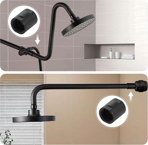 OFFO Shower Pipe Fitting, Brass Converter Adapter, G1/2 x G1/2 Inch Female Thread Shower Coupling for Shower Arm Home Bathroom Plumbing, Matte Black in Kuwait