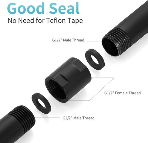 OFFO Shower Pipe Fitting, Brass Converter Adapter, G1/2 x G1/2 Inch Female Thread Shower Coupling for Shower Arm Home Bathroom Plumbing, Matte Black in Kuwait