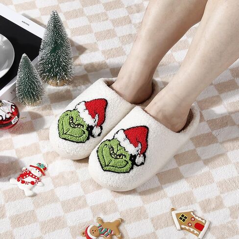 Christmas Slippers For Women Men Indoor Soft Warm Cotton Bedroom Reindeer Slippers House Memory Foam Slippers Cozy Fluffy Fall Winter Home Slippers in Saudi Arabia