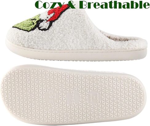 Christmas Slippers For Women Men Indoor Soft Warm Cotton Bedroom Reindeer Slippers House Memory Foam Slippers Cozy Fluffy Fall Winter Home Slippers in Saudi Arabia
