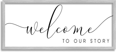Stupell Industries Welcome To Our Story Fancy Loving Cursive Script Framed Wall Art, Design by Anna Quach in Saudi Arabia