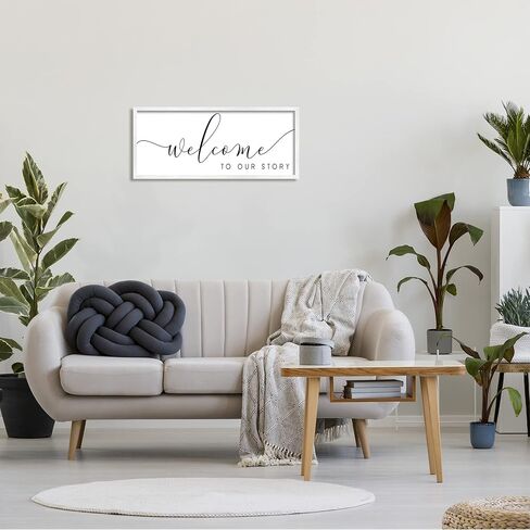 Stupell Industries Welcome To Our Story Fancy Loving Cursive Script Framed Wall Art, Design by Anna Quach in Saudi Arabia