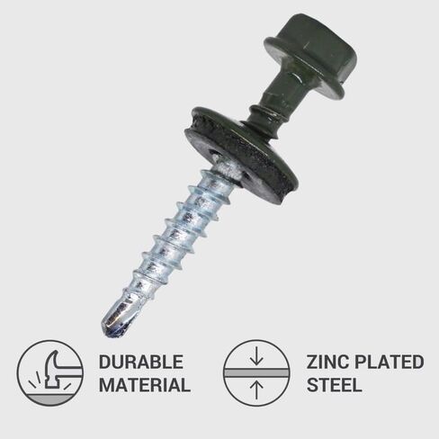 (Pack of 50 pcs) Metal Roofing Screws, 3/16 x 1-3/8 (4.8 x 35 mm) Painted Self-Drilling Screws with EPDM Washers, Sheet Metal Hex Screw, Oxide Red RAL 3009 in Saudi Arabia