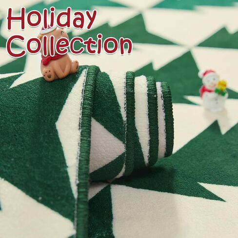 jinchan Christmas Runner Rug 2x5 Hallway Rug Xmas Tree Runner Kitchen Rug Soft Washable Rug Non Slip Holiday Decorative Floor Carpet for Bedroom Bathroom Laundry Entryway Living Room (Green,2x5ft) in Saudi Arabia