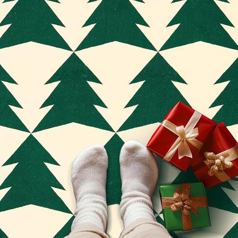 jinchan Christmas Runner Rug 2x5 Hallway Rug Xmas Tree Runner Kitchen Rug Soft Washable Rug Non Slip Holiday Decorative Floor Carpet for Bedroom Bathroom Laundry Entryway Living Room (Green,2x5ft) in Saudi Arabia