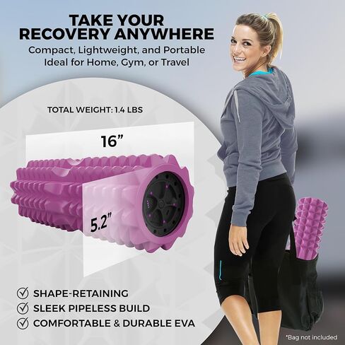 Nordic Lifting Vibrating Foam Roller w/ 5 Intensity Vibration, High Density EVA Foam for Deep Tissue Massage & Muscle Recovery - Ideal for Back Pain, Plantar Fasciitis Relief, Physical Therapy - Black in Kuwait