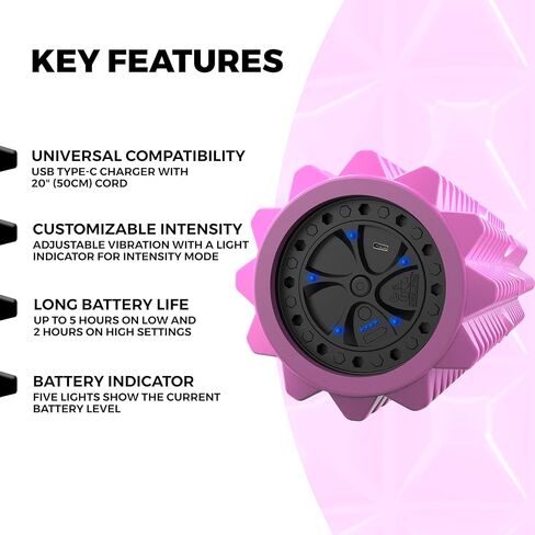 Nordic Lifting Vibrating Foam Roller w/ 5 Intensity Vibration, High Density EVA Foam for Deep Tissue Massage & Muscle Recovery - Ideal for Back Pain, Plantar Fasciitis Relief, Physical Therapy - Black in Kuwait