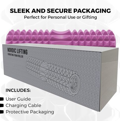 Nordic Lifting Vibrating Foam Roller w/ 5 Intensity Vibration, High Density EVA Foam for Deep Tissue Massage & Muscle Recovery - Ideal for Back Pain, Plantar Fasciitis Relief, Physical Therapy - Black in Kuwait