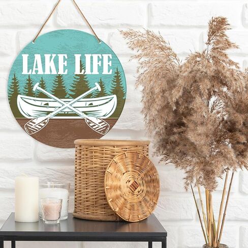 Muktoujaumai Lake House Wall Decor, Summer Lake Home Hanging Sign Decor Lake Life Wall Decorations Rustic Sign for Bedroom, Nursery, Housewarming Gift for Lake House, Baby Sleeping Sign, No Wake Zone in Saudi Arabia