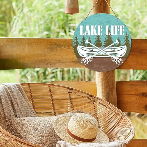 Muktoujaumai Lake House Wall Decor, Summer Lake Home Hanging Sign Decor Lake Life Wall Decorations Rustic Sign for Bedroom, Nursery, Housewarming Gift for Lake House, Baby Sleeping Sign, No Wake Zone in Saudi Arabia