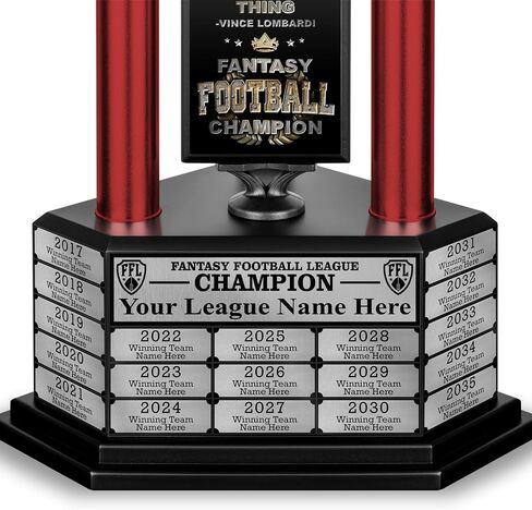 TrophySmack Perpetual Fantasy Football Trophy - Customizable Championship Trophy Award Winner | Free Engraving up to 19 Years Past Winners, 26 Inch Tall in Saudi Arabia