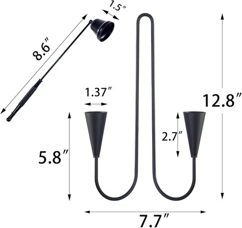 Double Armed Candle Sconce Holder, Set of 2 Wall Candle Holders with Candle Snuffer, Modern Wall Iron Candle Sconces Hanging Decorations for Living Room, Farmhouse, Fireplace, Wedding(Black) in Saudi Arabia