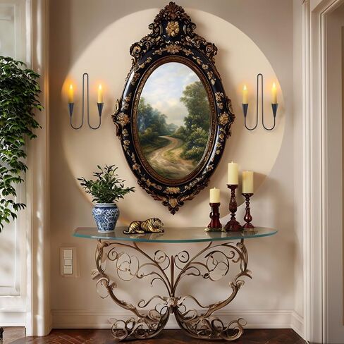Double Armed Candle Sconce Holder, Set of 2 Wall Candle Holders with Candle Snuffer, Modern Wall Iron Candle Sconces Hanging Decorations for Living Room, Farmhouse, Fireplace, Wedding(Black) in Saudi Arabia