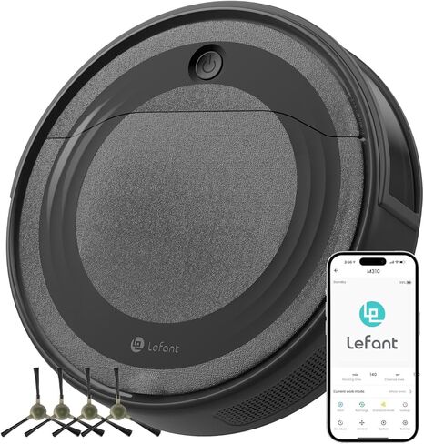 Lefant M310 Robot Vacuum Cleaner-4500Pa Suction, PreciSense Obstacle Avoidance, Brushless Motor, Quite, Slim, 160Mins, Self-Charging Robotic Vacuum, App/Wi-Fi/Alexa, Ideal for Pet Hair Hard Floor in Kuwait