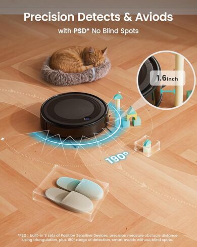 Lefant M310 Robot Vacuum Cleaner-4500Pa Suction, PreciSense Obstacle Avoidance, Brushless Motor, Quite, Slim, 160Mins, Self-Charging Robotic Vacuum, App/Wi-Fi/Alexa, Ideal for Pet Hair Hard Floor in Kuwait