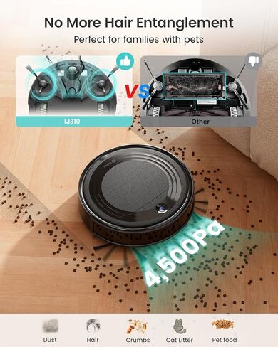 Lefant M310 Robot Vacuum Cleaner-4500Pa Suction, PreciSense Obstacle Avoidance, Brushless Motor, Quite, Slim, 160Mins, Self-Charging Robotic Vacuum, App/Wi-Fi/Alexa, Ideal for Pet Hair Hard Floor in Kuwait
