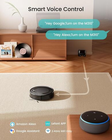 Lefant M310 Robot Vacuum Cleaner-4500Pa Suction, PreciSense Obstacle Avoidance, Brushless Motor, Quite, Slim, 160Mins, Self-Charging Robotic Vacuum, App/Wi-Fi/Alexa, Ideal for Pet Hair Hard Floor in Kuwait