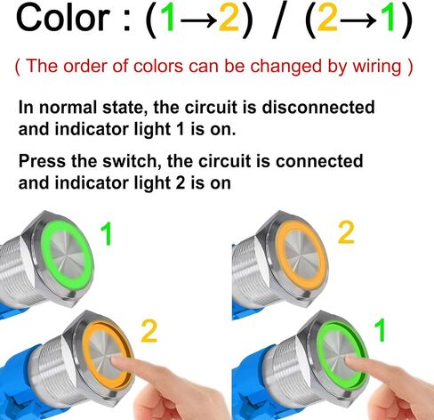 3 Pack 19mm Two Colors Self-Locking Metal Push Button Switch with Pre-Wired Stainless Steel Red Green Swap 12V 24 Volt 5A LED Waterproof Latching 7 Pin Switch for Car Boat (Red and Green) in Saudi Arabia