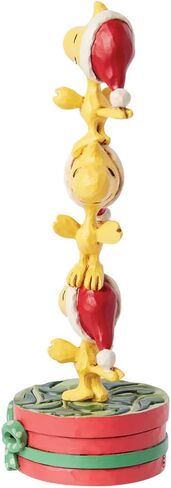 تمثال صغير من Enesco Peanuts من Jim Shore Stacked Woodstocks - تمثال صغير من الراتنج مصنوع يدويًا وقابل للتجميع، تمثال على شكل رف ديكور منزلي للكريسماس سنوبي، 4.13 بوصة، متعدد الألوان in Saudi Arabia