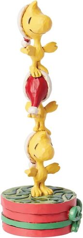 تمثال صغير من Enesco Peanuts من Jim Shore Stacked Woodstocks - تمثال صغير من الراتنج مصنوع يدويًا وقابل للتجميع، تمثال على شكل رف ديكور منزلي للكريسماس سنوبي، 4.13 بوصة، متعدد الألوان in Saudi Arabia