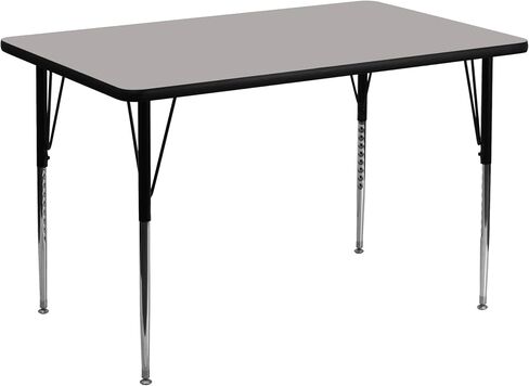طاولة أنشطة مستطيلة الشكل باللون الرمادي HP مقاس 30 بوصة عرض × 48 بوصة طول من Flash Furniture - أرجل قابلة للتعديل بارتفاع قياسي in Saudi Arabia
