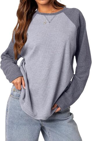 Sweatshirts for Women Crew Neck Huafuge Loose T Shirt Long Sleeve Shirts Tunic Tops for Leggings Fall Fashion S-XL in Saudi Arabia