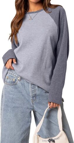 Sweatshirts for Women Crew Neck Huafuge Loose T Shirt Long Sleeve Shirts Tunic Tops for Leggings Fall Fashion S-XL in Saudi Arabia