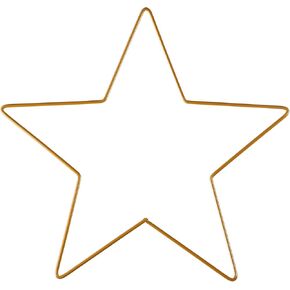 Star Wire Wreath Form Iron Metal Star Wreath Frame Pentagram Shaped Macrame Making Rings for Christmas Thanksgiving Holiday New Year Decor Golden 30cm*4mm