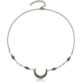 Yalice Boho Crescent Moon Head Chain Vintage Crystal Headpieces Hair Acessories for Women and Girls in Kuwait