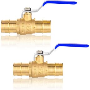 10-Pack GUOFIS 1/2-Inch PEX-A Expansion Ball Valve, Full Port Shut-off Brass Ball Valves for PEX-A Pipe(ASTM 1960, Blue Handle)