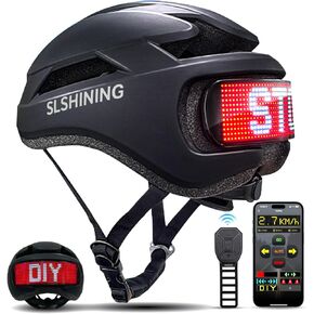 LED Smart Adult Bike Helmet with APP/Remote Control | Unisex Mountain Bicycle Helmet with Turn Signals, Speedometer, Programmable Patterns | Waterproof Road Cycling Helmet for Night Rides
