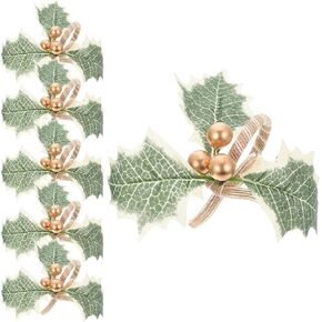 HEALLILY 6pcs Christmas Napkin Rings, Berry Holder Rings, Napkin Holders for Holiday Party Wedding Banquet Table Decor 1