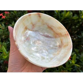 GAF TREASURES X-Large Green Onyx Crystal Bowl, 6" Green Onyx Stone Bowl, Decorative Crystal Bowl, Fruit Bowl, Natural Onyx Bowl