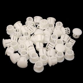 Honbay 50PCS White Hole Plugs Plastic Flush Type Hole Plugs Snap in Locking Hole Tube, Furniture Fencing Post Pipe Insert End Caps 10mm (3/8")