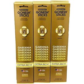Gonesh Incense Sticks Extra Rich Collection: Gardenia 12 Pack (20 Sticks/Pack)