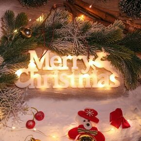 Merry Christmas Sign, 11" Merry Christmas Lighted Sign for Christmas Decorations, Christmas Hanging Sign Ornaments for Holiday Xmas Door Wall Tree Decorations Indoor Outdoor