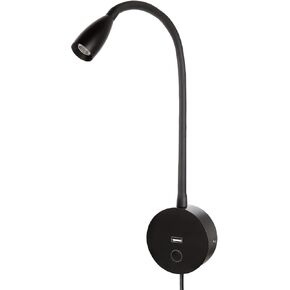 Touch Switch Stepless Dimmable Flexible Gooseneck Reading Lamp Wall Mount Sconces LED Light Bedside Lamp for Books with Dim Blue LED Indicator No Flicker(Warm White3000K-3200K)