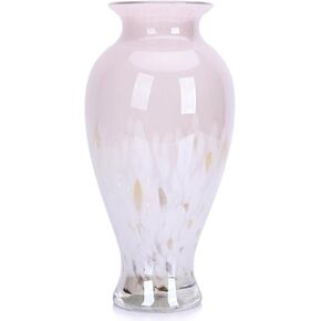 Hand Blown Glass Vase 11.8" Tall Turquoise Sea Glass Vase for Table Centerpieces, Murano Glass Flower Vases Colorful,Beautiful Blown Glass Bud Vase for - Home Entrance Wedding Center (Turquoise)