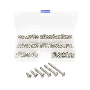 LBY 300pcs #4 ×(1/4''~1'') Truss Head Wood Screws, Philips Pan Head Self-Tapping Wood Screws Assortment Kit, 6 Sizes, 304 Stainless Steel (Silver)